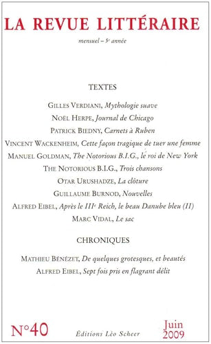 A REVUE LITTERAIRE N 40, de COLLECTIF | portada del libro
