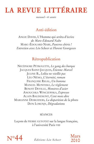 A REVUE LITTERAIRE N 44 MARS 2010, de COLLECTIF | portada del libro