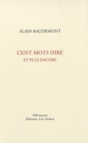 ENT MOTS DIRE., de Alain Baudemont | portada del libro