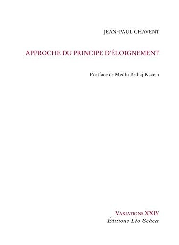 PPROCHE DU PRINCIPE D'ELOIGNEMENT, de Jean-Paul Chavent | portada del libro