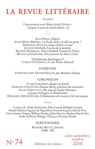 A REVUE LITTERAIRE N 74, de COLLECTIF | portada del libro