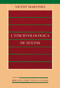 L'edició filològica de textos, de Martines Peres | portada del libro
