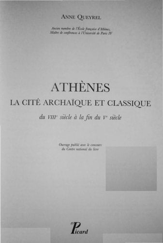THENES LA CITE ARCHAIQUE ET CLASSIQUE., de Queyrel anne. | portada del libro