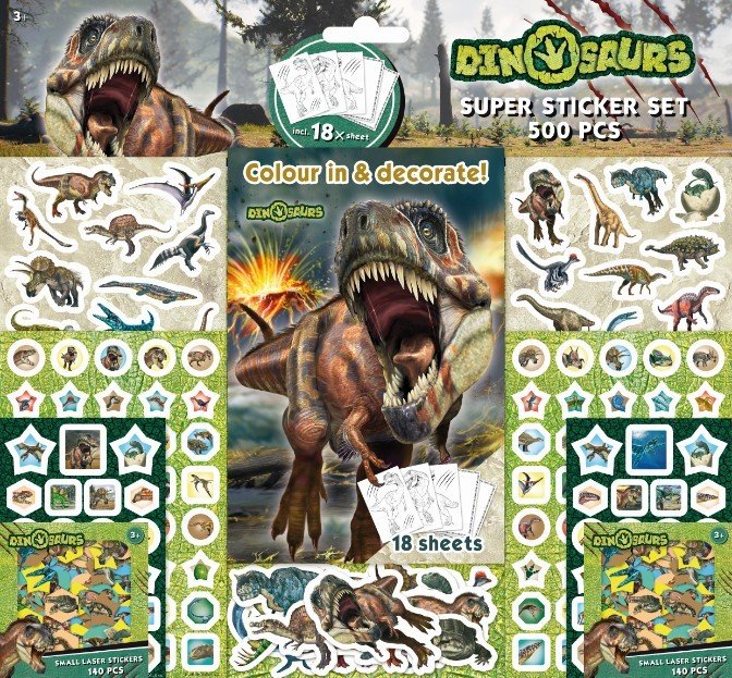 DINOSAURIOS SUPER SET DE 500 PEGATINAS | portada del libro