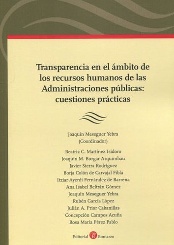 TRANSPARENCIA EN EL AMBITO DE LOS RECURSOS HUMANOS DE LAS A, de MESEGUER YEBRA | portada del libro