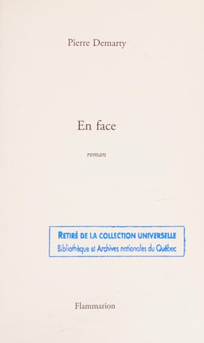 En face, de DEMARTY PIERRE | portada del libro