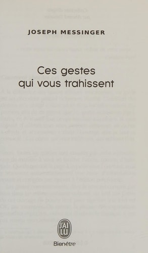 CES GESTES QUI VOUS TRAHISSENT, de Joseph Messinger | portada del libro