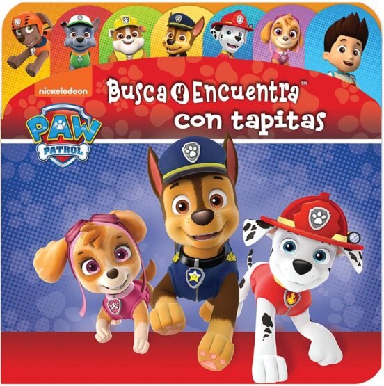 BUSCA Y ENCUENTRA CON TAPITAS PATRULLA CANINA LAF, de PAW PATROL | portada del libro