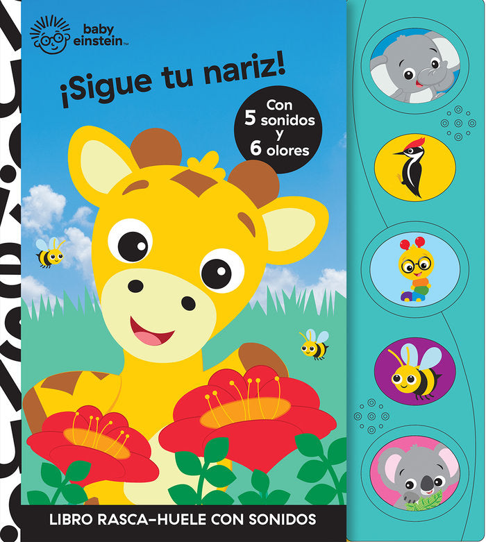 SIGUE TU NARIZ! LIBRO RASCA Y HUELE CON SONIDOS BA, de BABY EINSTEIN | portada del libro