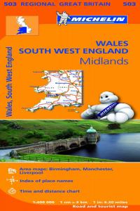 Mapa Regional Wales, South West England, Midlands, de MICHELIN | portada del libro