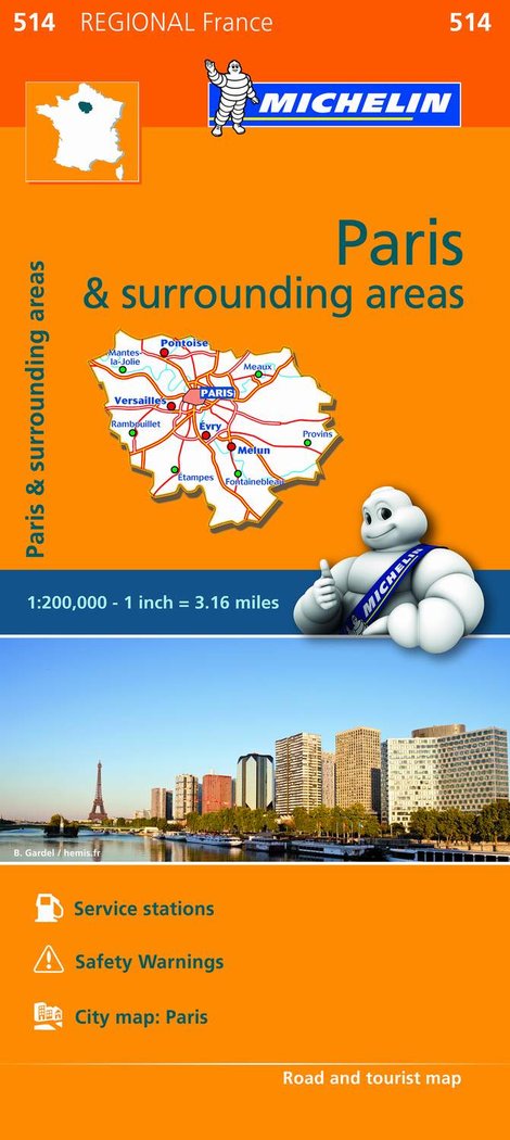 Mapa Regional Paris & surroundings areas, de Varios autores | portada del libro