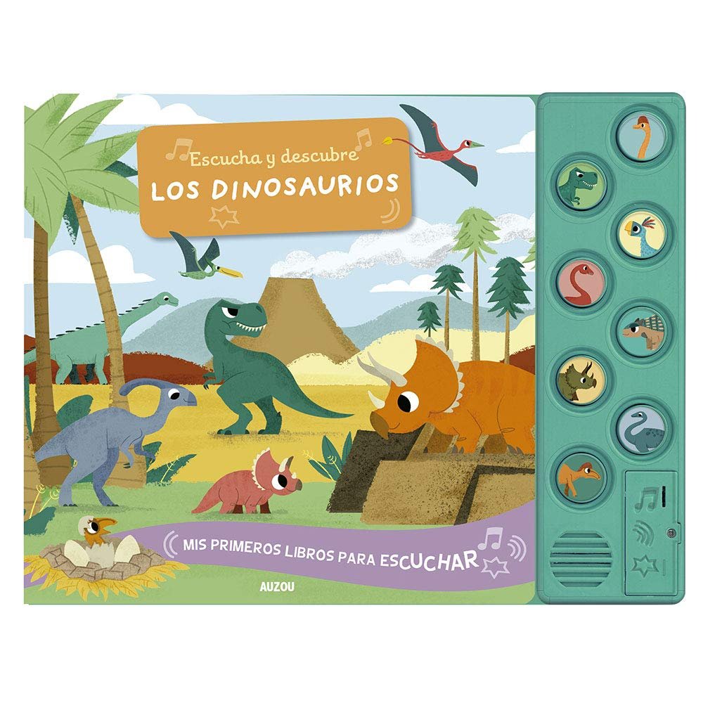 Escucha y descubre. Los dinosaurios, de Peskimo | portada del libro