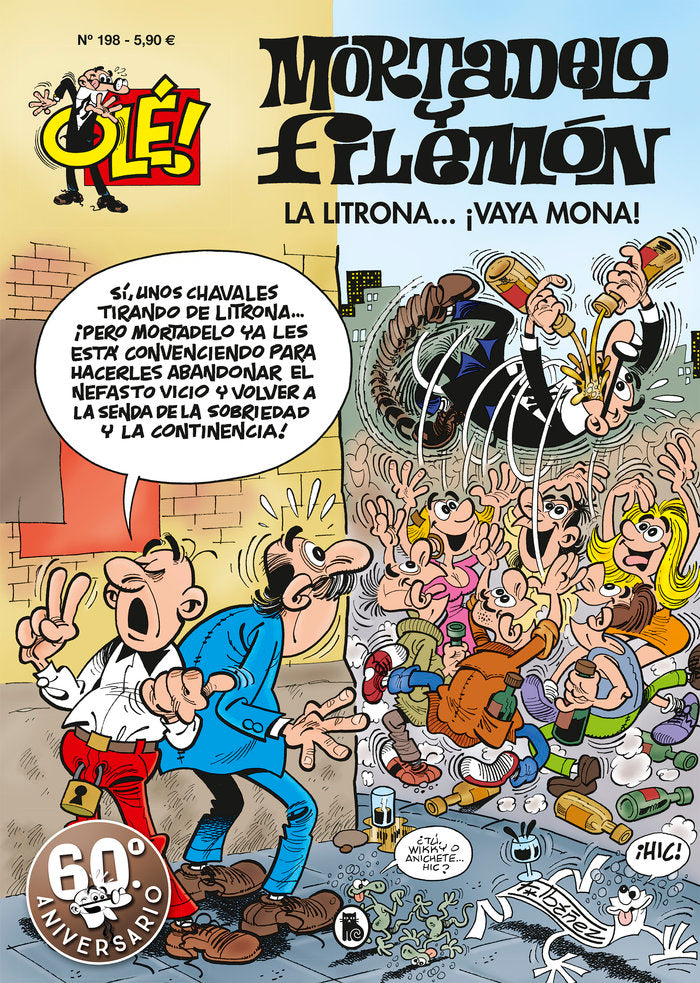 La litrona... ¡Vaya mona! (Olé! Mortadelo 198), de Ibáñez | portada del libro