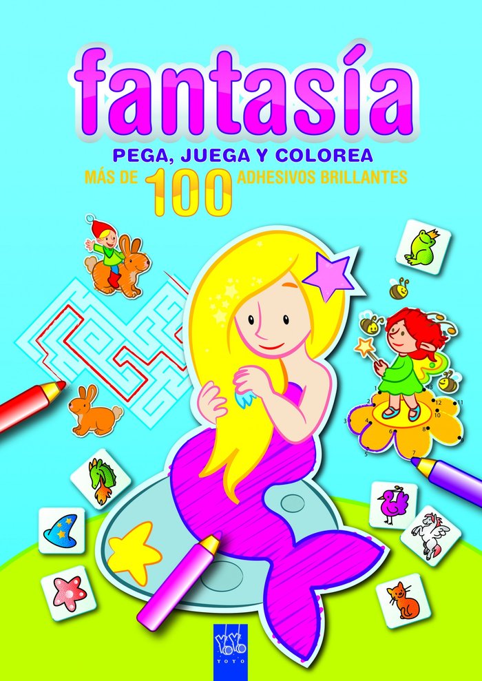 Pega, juega y colorea (azul), de YOYO | portada del libro