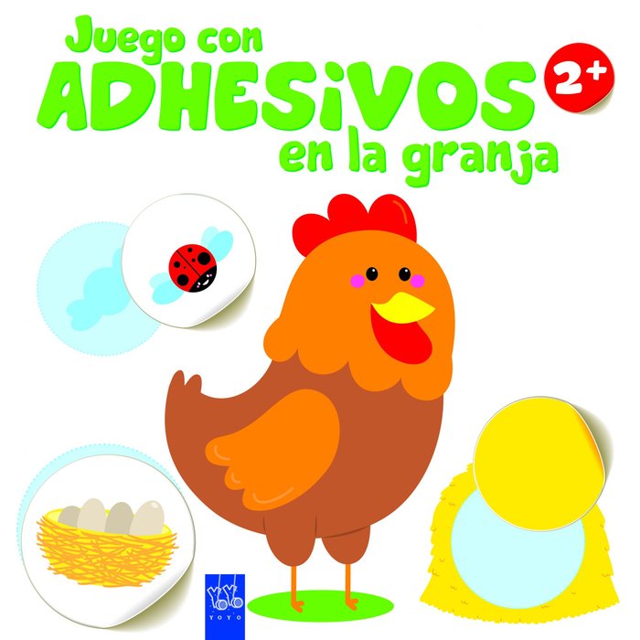 Juego con adhesivos en la granja +2. Gallina, de YOYO | portada del libro