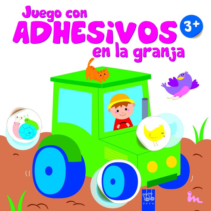 Juego con adhesivos en la granja +3. Tractor, de YOYO | portada del libro