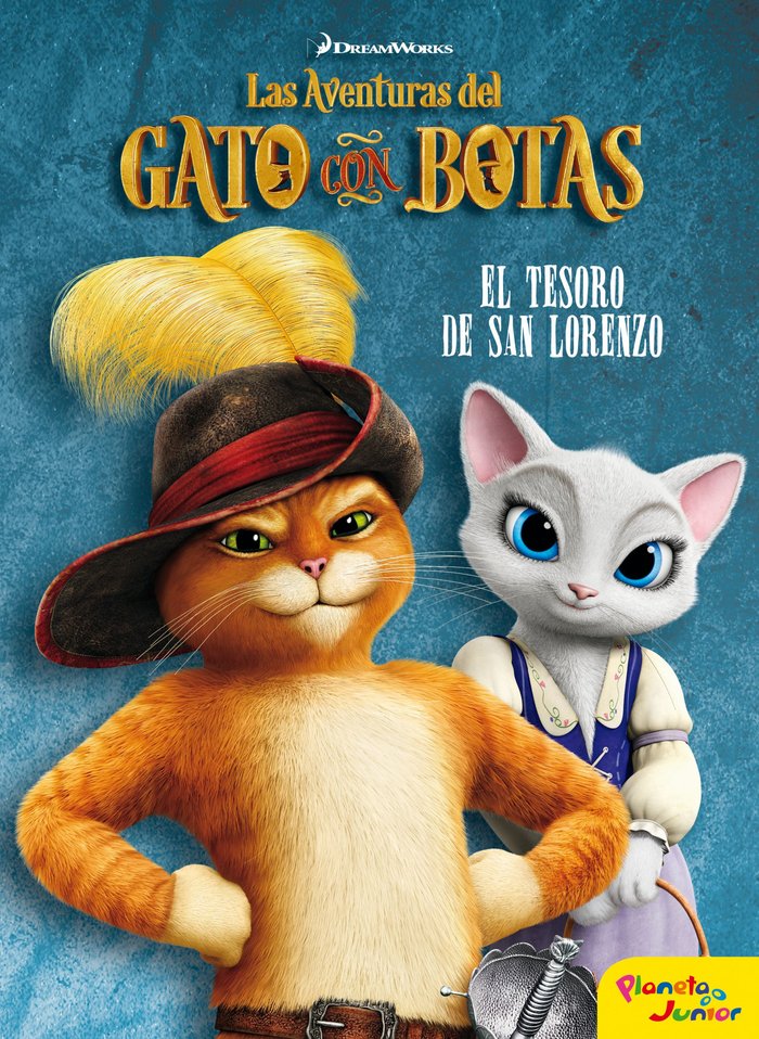 Las Aventuras del Gato con Botas. El tesoro de San Lorenzo, de Dreamworks | portada del libro