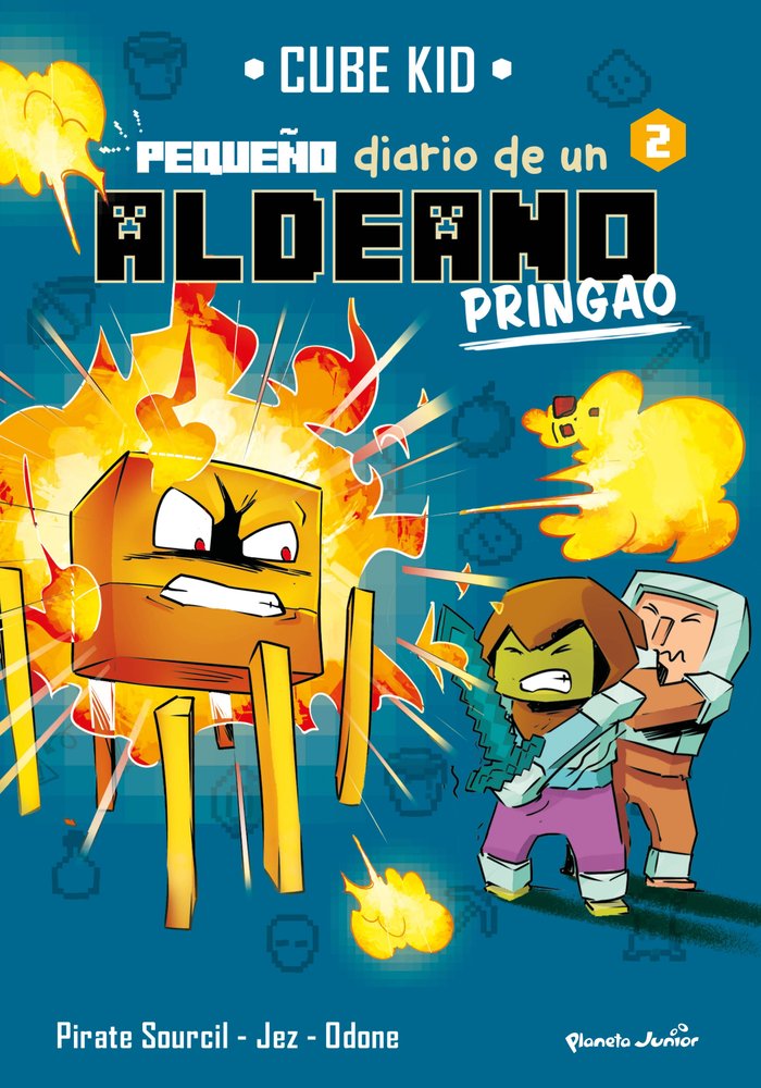 MINECRAFT. PEQUEÑO DIARIO DE UN ALDEANO PRINGAO 2, de CUBE KID | portada del libro