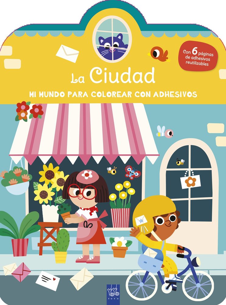 Mi mundo para colorear con adhesivos. La ciudad, de YOYO | portada del libro