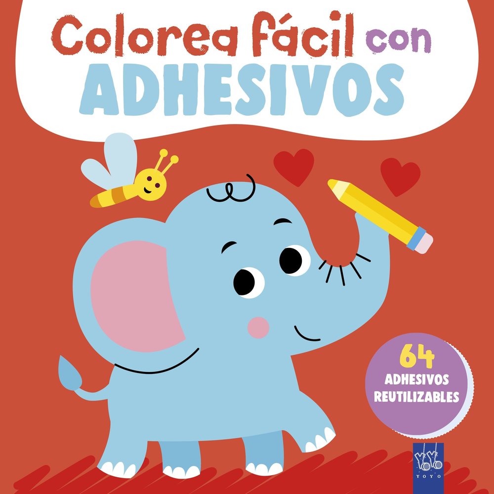 COLOREA FACIL CON ADHESIVOS ELEFANTE, de YOYO | portada del libro