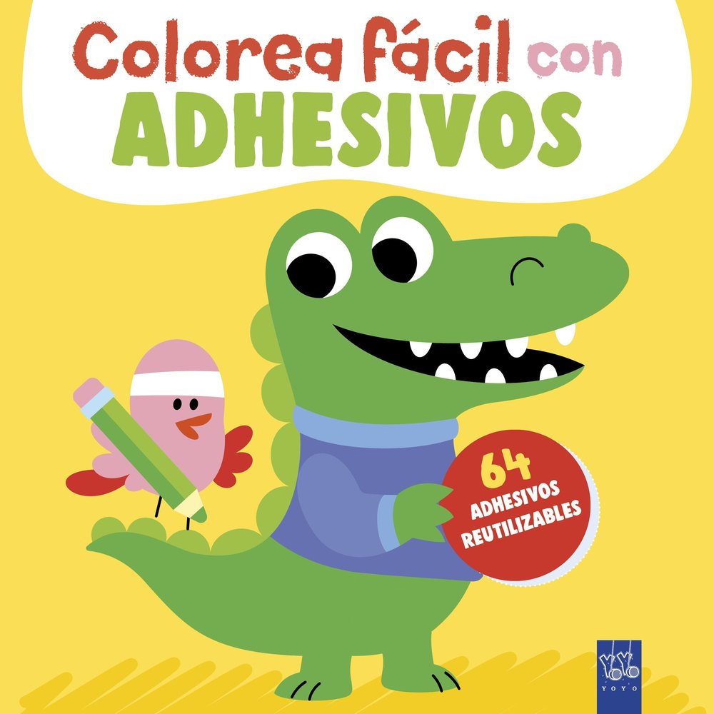COLOREA FACIL CON ADHESIVOS COCODRILO, de YOYO | portada del libro