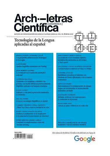 TECNOLOGIAS DE LA LENGUA APLICADAS AL ESPAÑOL, de AA.VV. | portada del libro