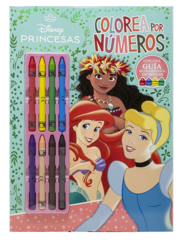 PRINCESAS COLOREA POR NUMEROS CON CERAS, de DISNEY | portada del libro