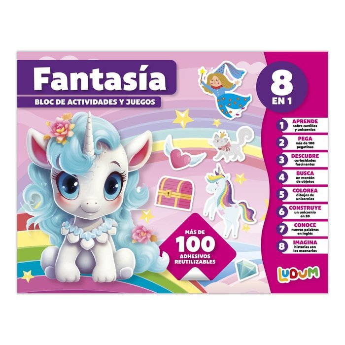 BLOC DE ACTIVIDADES Y JUEGOS BLOC 8 EN 1 FANTASIA, de IMAGILAND | portada del libro