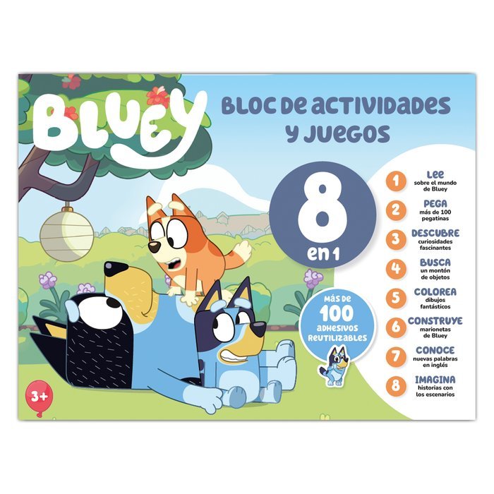BLOC DE ACTIVIDADES Y JUEGOS 8 EN 1 BLUEY | portada del libro