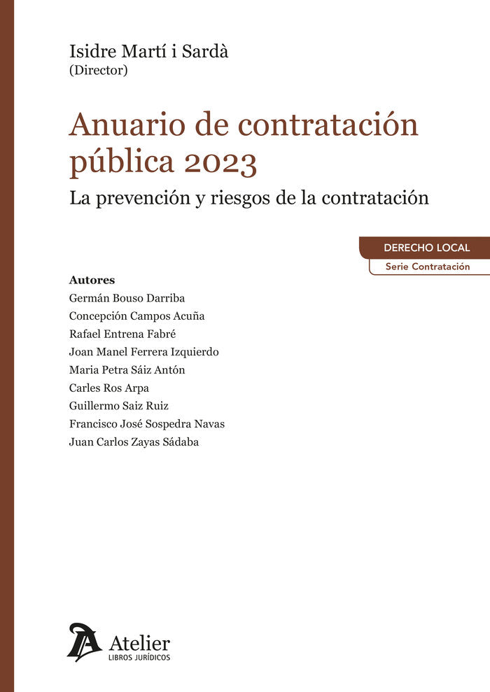 ANUARIO DE CONTRATACION PUBLICA 2023 PREVENCION Y RIESGOS, de ISIDRE MARTI I SARDA | portada del libro
