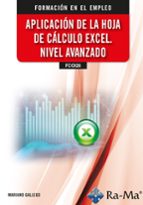 APLICACION DE LA HOJA DE CALCULO EXCEL NIVEL AVANZADO, de MARIANO GALLEGO | portada del libro