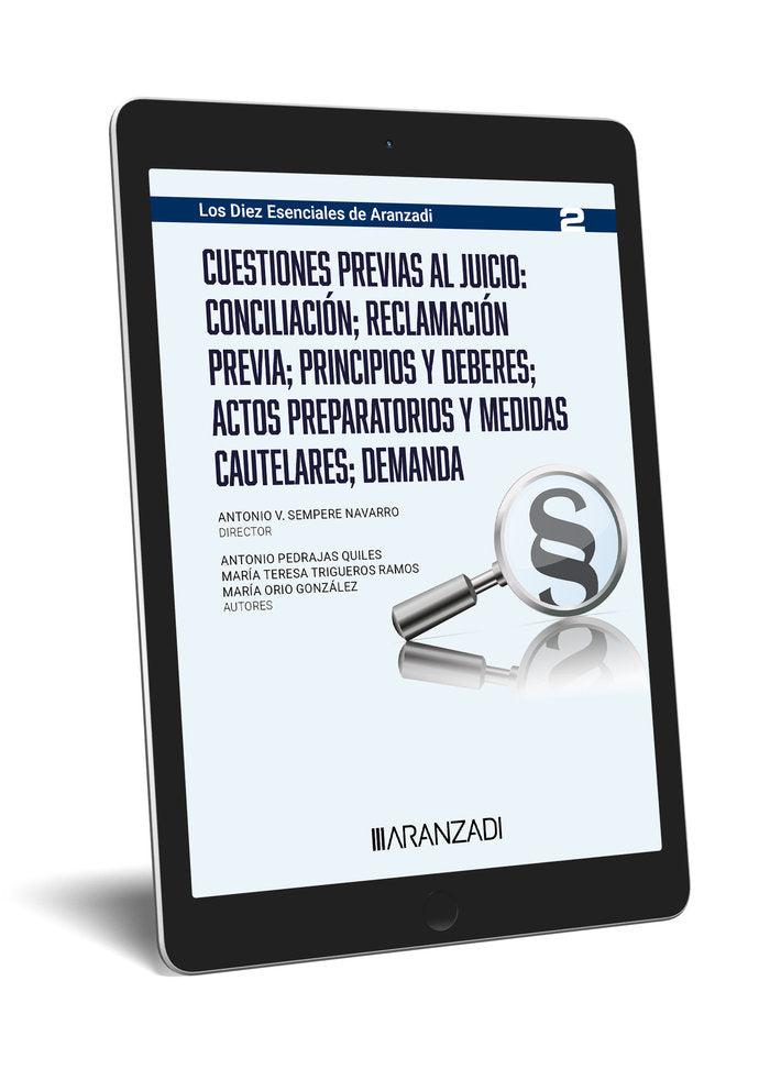 CUESTIONES PREVIAS AL JUICIO CONCILIACION RECLAMACION PREVIA PRINCIPIO, de ANTONIO PEDRAJAS QUILES | portada del libro