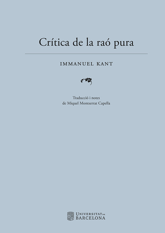 CRITICA DE LA RAO PURA, de KANT, IMMANUEL | portada del libro