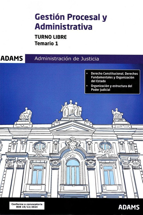 GESTION PROCESAL Y ADMINISTRATIVA ( TURNO LIBRE) - TEMARIO 1 | portada del libro