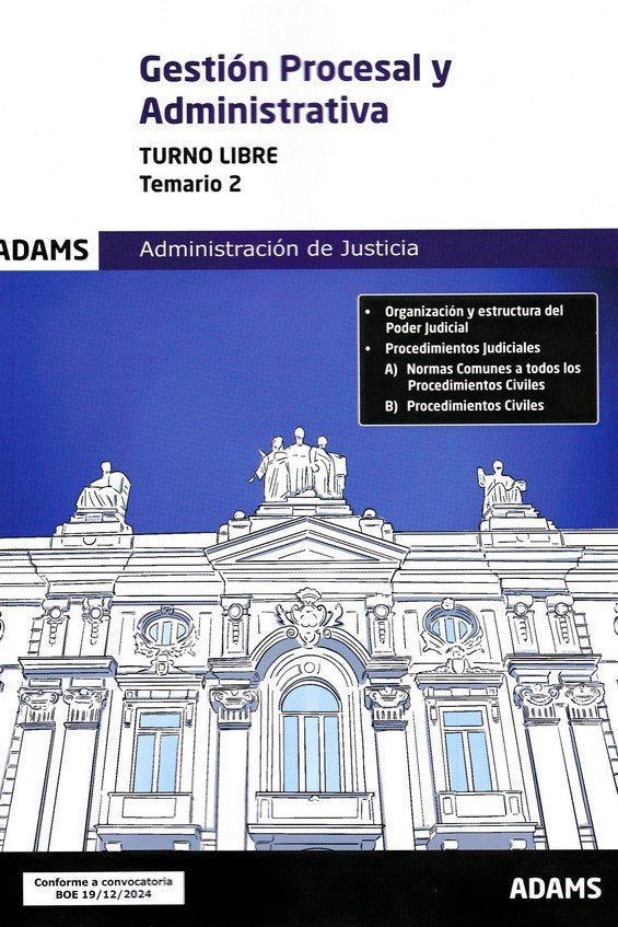 GESTION PROCESAL Y ADMINISTRATIVA ( TURNO LIBRE) - TEMARIO 2 | portada del libro
