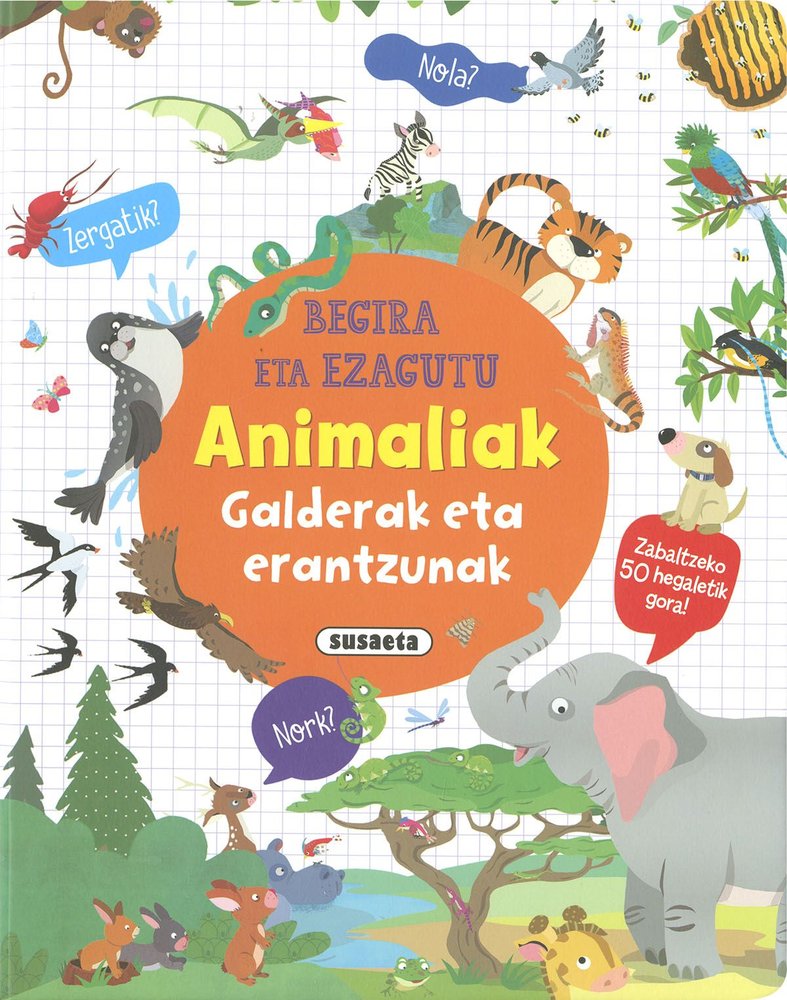 ANIMALIAK GALDERAK ETA ERANTZUNAK, de EDICIONES, SUSAETA | portada del libro