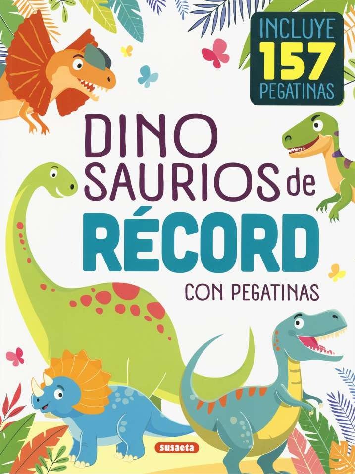 DINOSAURIOS DE RECORD CON PEGATINAS, de YOMIKOKO | portada del libro