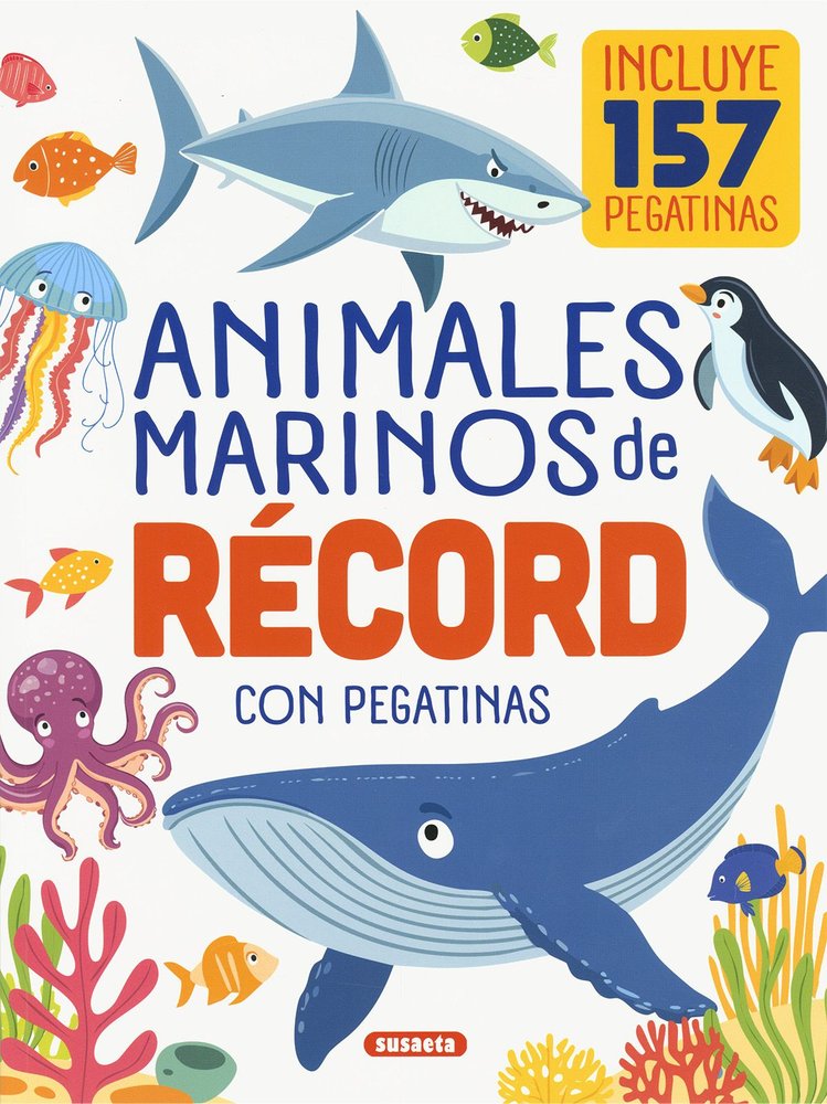 ANIMALES MARINOS DE RECORD CON PEGATINAS, de , YOMIKOKO | portada del libro