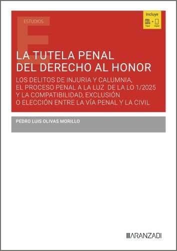 LA TUTELA PENAL DEL DERECHO AL HONOR, de PEDRO LUIS OLIVAS MORILLO | portada del libro
