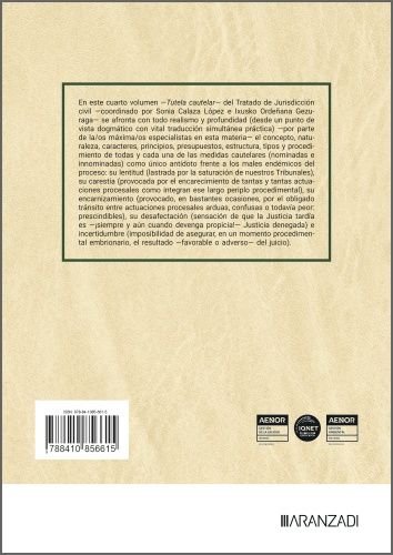 TUTELA CAUTELAR, de SONIA CALAZA LOPEZ E IXUSKO ORDEÑANA GEZ | portada del libro