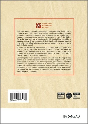 DELITOS CONTRA LA SEGURIDAD DE LOS TRABAJADORES, de MARIA DEL MAR LOPEZ BUENO | portada del libro