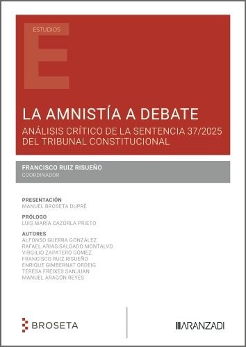 AMNISTIA A DEBATE, de FRANCISCO RUIZ RISUEÑO | portada del libro