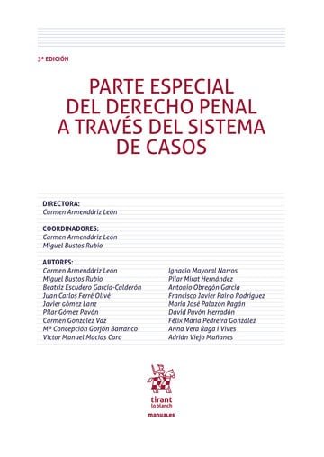 Parte especial derecho penal a traves sistema de casos 3 ed, de Armendariz Leon | portada del libro