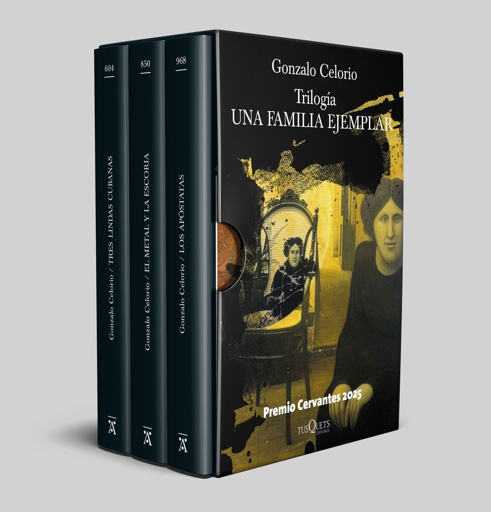 ESTUCHE UNA FAMILIA EJEMPLAR (PREMIO CERVANTES 2025), de CELORIO, GONZALO | portada del libro