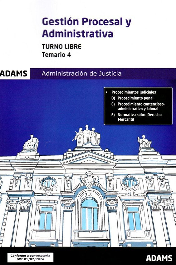 GESTION PROCESAL Y ADMINISTRATIVA ( TURNO LIBRE) - TEMARIO 4 | portada del libro