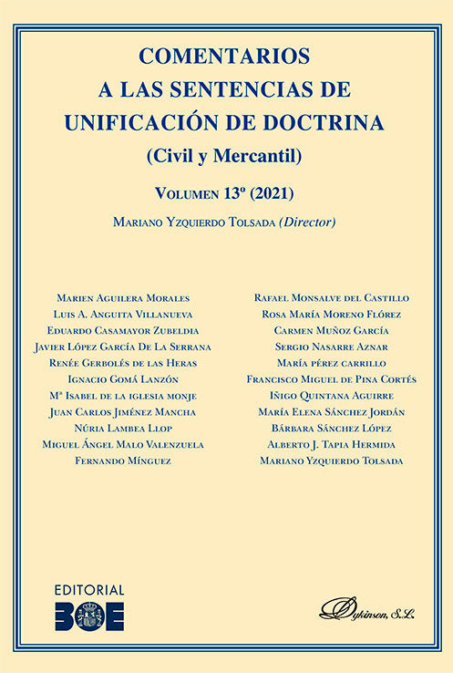 COMENTARIOS A LAS SENTENCIAS DE UNIFICACION DE DOCTRINA (CIV, de YZQUIERDO TOLSADA, MARIANO | portada del libro