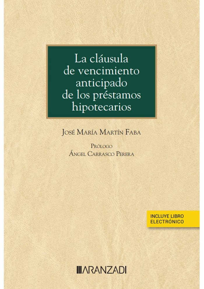 LA CLAUSULA DE VENCIMIENTO ANTICIPADO DE LOS PRESTAMOS HIPOT, de JOSE MARIA MARTIN FABA | portada del libro