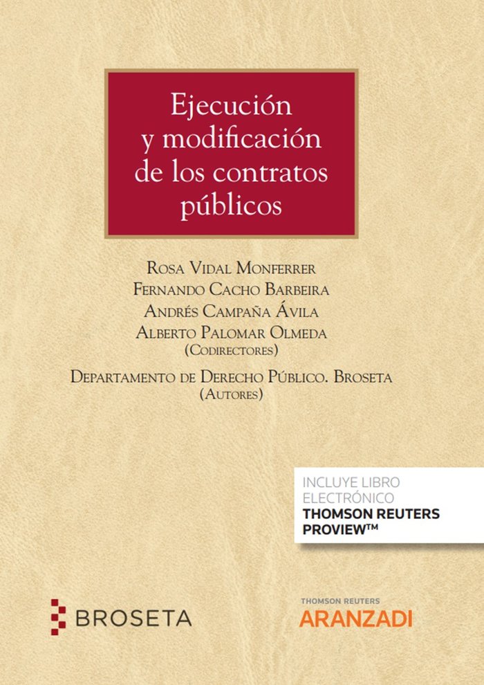 EJECUCION Y MODIFICACION DE LOS CONTRATOS PUBLICOS, de ALBERTO PALOMAR OLMEDA | portada del libro