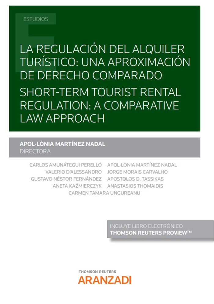 LA REGULACION DEL ALQUILER TURISTICO UNA APROXIMACION DE DE, de MARTINEZ NADAL, APOLÚLÃNIA | portada del libro