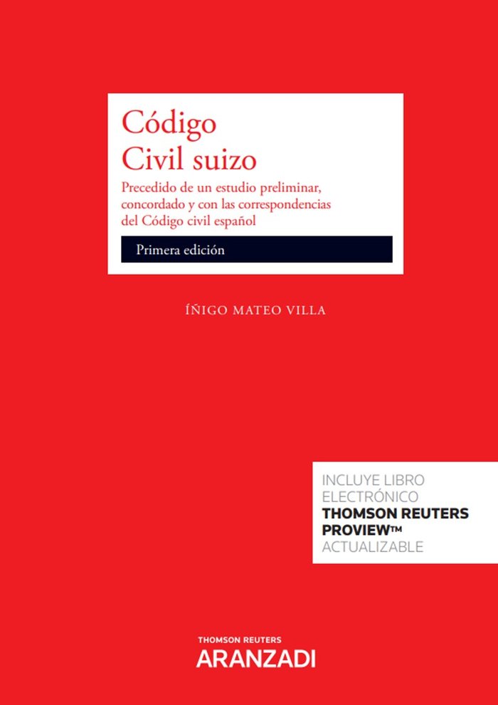 CODIGO CIVIL SUIZO, de IÑIGO MATEO Y VILLA | portada del libro
